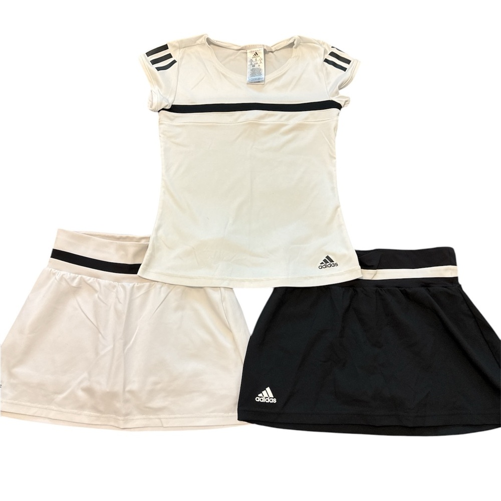 Adidas climalite girls skort set of 3 pieces. Size 11/12 Youth. white and black.